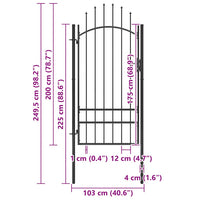 Cancello da Giardino in Acciaio-Porta da giardino 1x2,5 m Nero