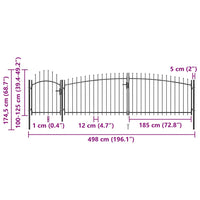 Cancello da Giardino con Punta a Lancia 5x1,75 m Nero 146323