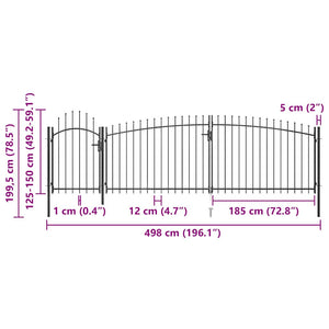 Cancello da Giardino con Punta a Lancia 5x2 m Nero 146324
