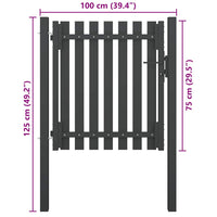 Cancello per Recinzione in Acciaio 1x1,25 m Antracite 146327