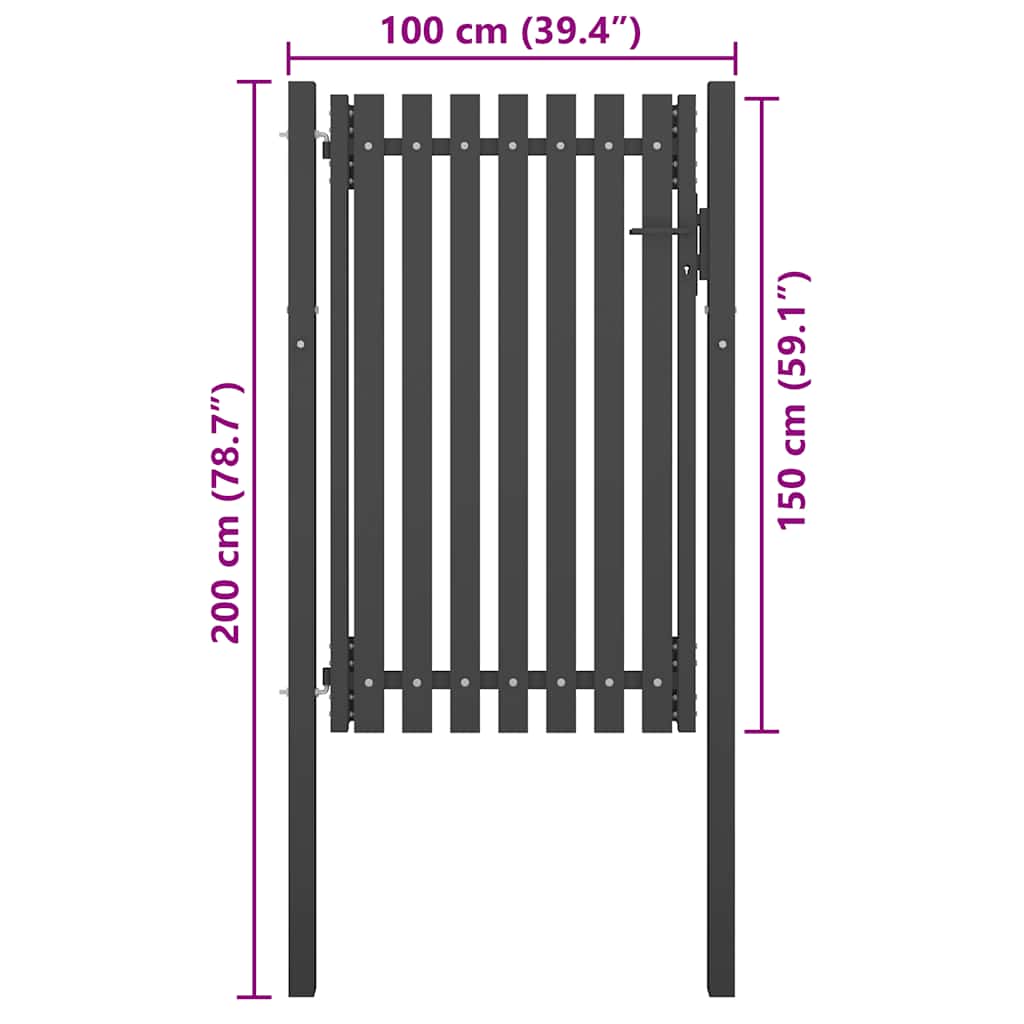 Cancello per Recinzione in Acciaio 1x2 m Antracite 146330