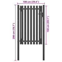 Cancello per Recinzione in Acciaio 1x2 m Antracite 146330