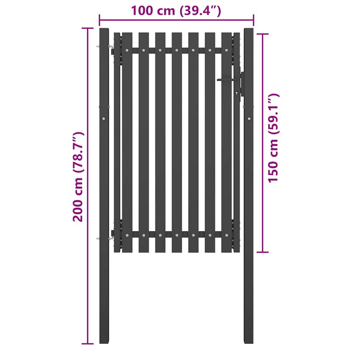 Cancello per Recinzione in Acciaio 1x2 m Antracite 146330