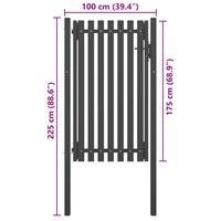 Cancello per Recinzione in Acciaio 1x2,25 m Antracite