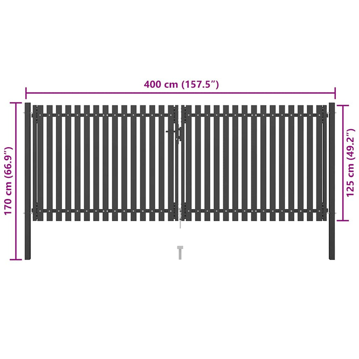 Cancello per Recinzione in Acciaio 4x1,7 m Antracite 146335