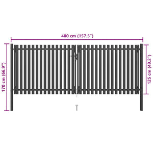 Cancello per Recinzione in Acciaio 4x1,7 m Antracite