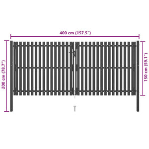 Cancello per Recinzione in Acciaio 4x2 m Antracite 146336