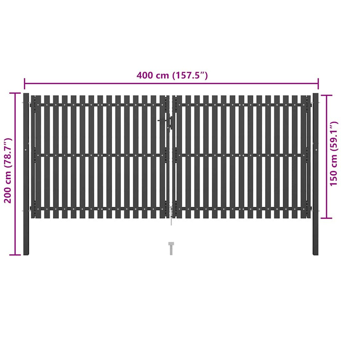 Cancello per Recinzione in Acciaio 4x2 m Antracite 146336