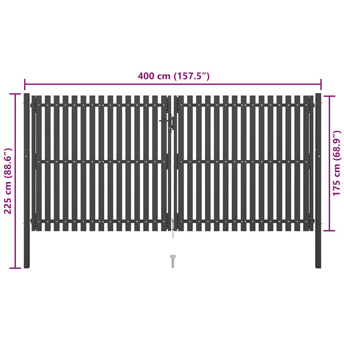 Cancello per Recinzione in Acciaio 4x2,25 m Antracite