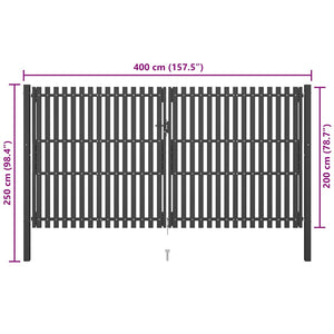 Cancello per Recinzione in Acciaio 4x2,5 m Antracite