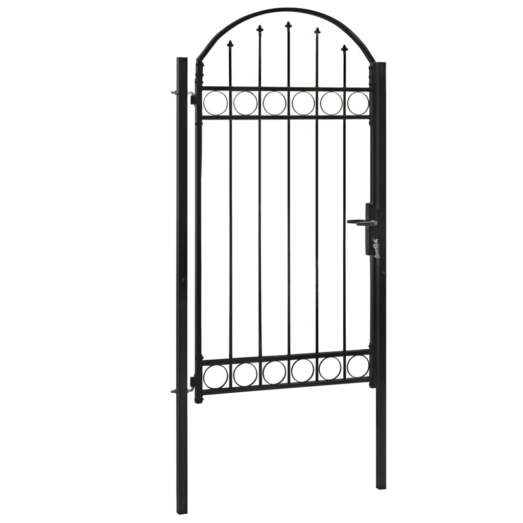 Cancello per Recinzione ad Arco in Acciaio 100x250 cm Nero 146339