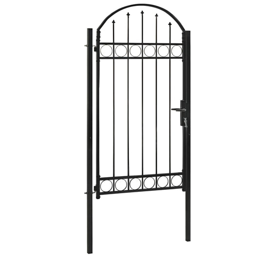 Cancello per Recinzione ad Arco in Acciaio 100x250 cm Nero 146339