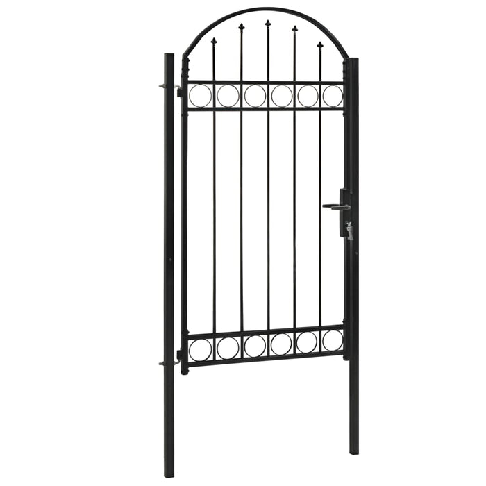 Cancello per Recinzione ad Arco in Acciaio 100x250 cm Nero 146339