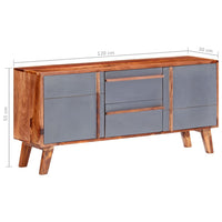 Credenza Grigia 120x30x55 cm in Legno Massello 286371