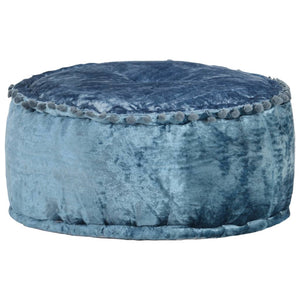 Pouf Rotondo in Velluto 40x20 cm Blu cod mxl 71997