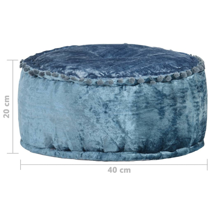 Pouf Rotondo in Velluto 40x20 cm Blu cod mxl 71997