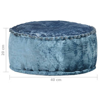 Pouf Rotondo in Velluto 40x20 cm Blu 287566