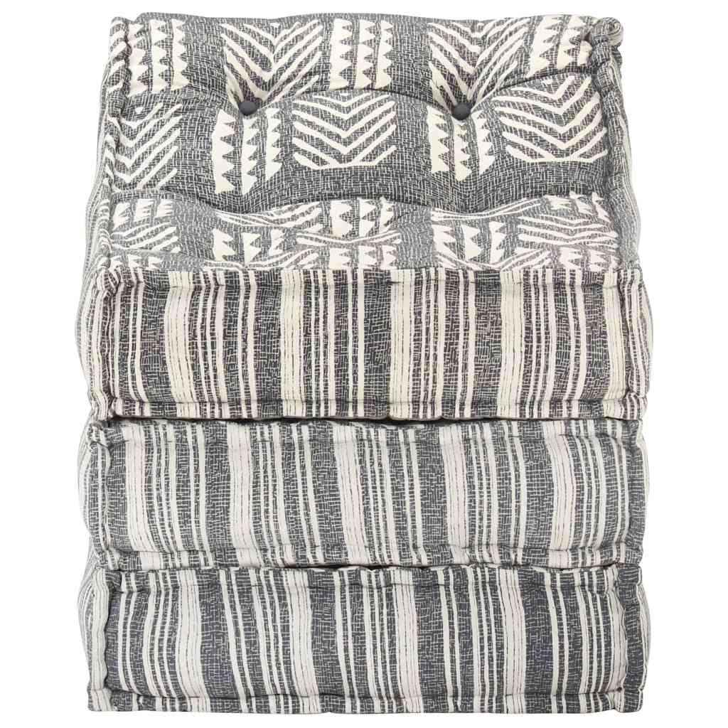 Pouf Modulare in Tessuto Grigio a Strisce