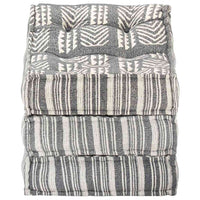 Pouf Modulare in Tessuto Grigio a Strisce