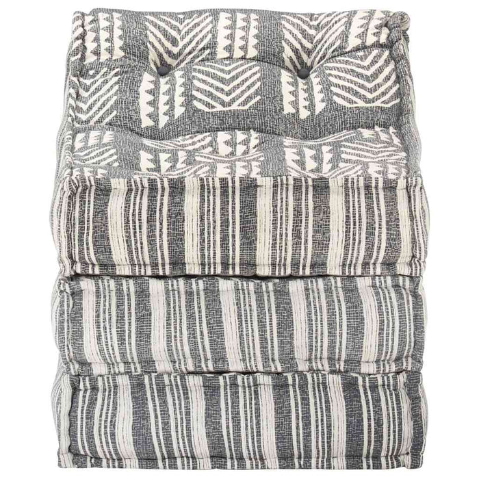 Pouf Modulare in Tessuto Grigio a Strisce