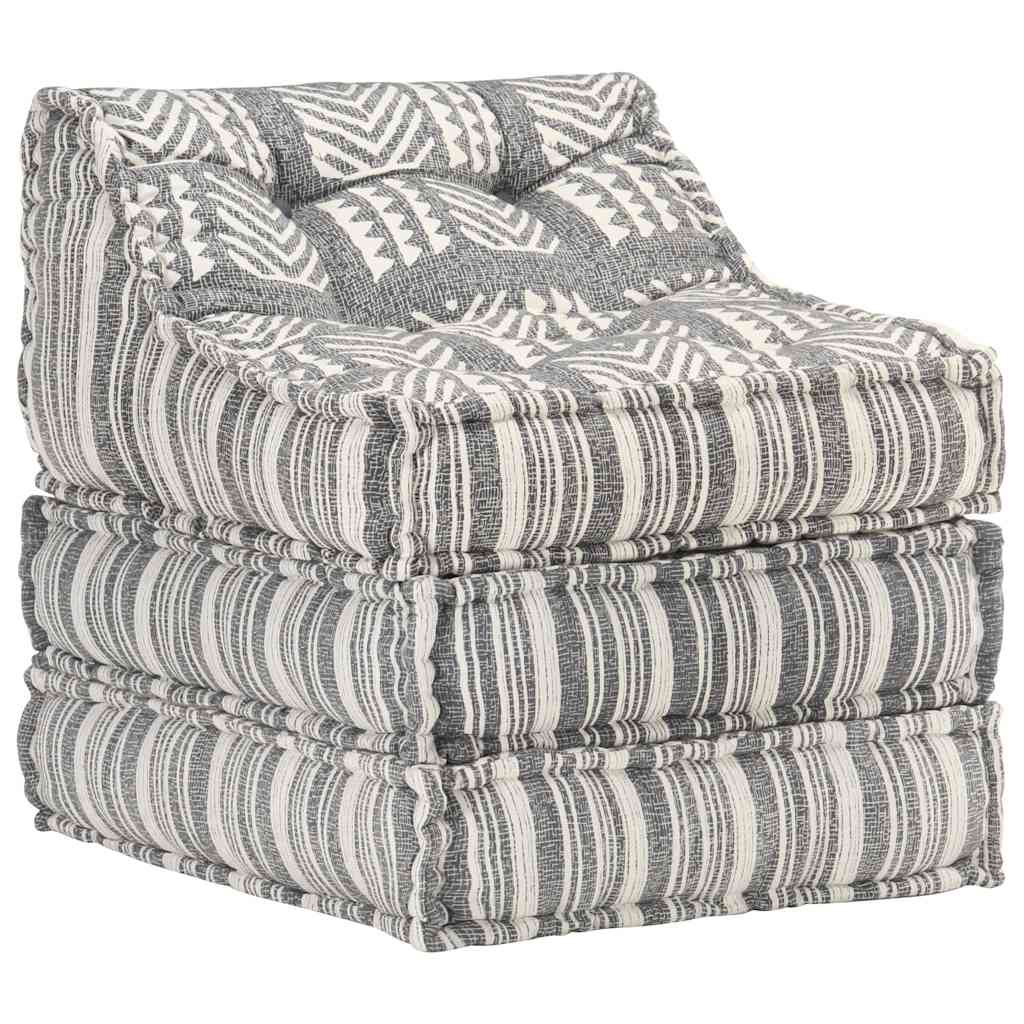 Pouf Modulare in Tessuto Grigio a Strisce