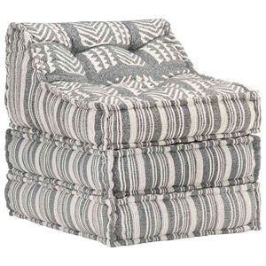 Pouf Modulare in Tessuto Grigio a Strisce