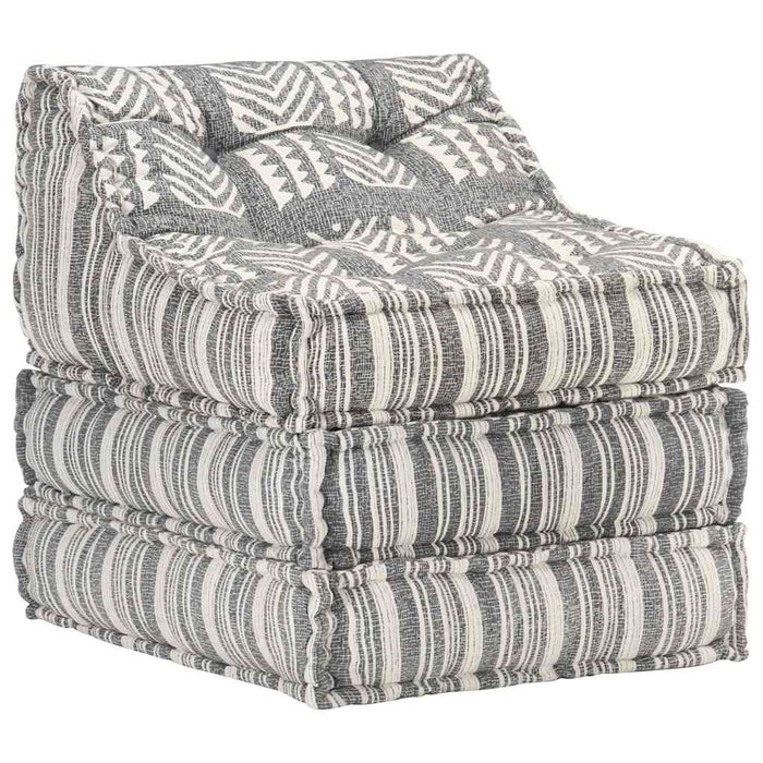 Pouf Modulare in Tessuto Grigio a Strisce