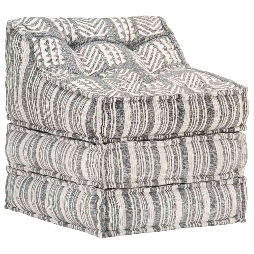 Pouf Modulare in Tessuto Grigio a Strisce