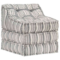 Pouf Modulare in Tessuto Grigio a Strisce