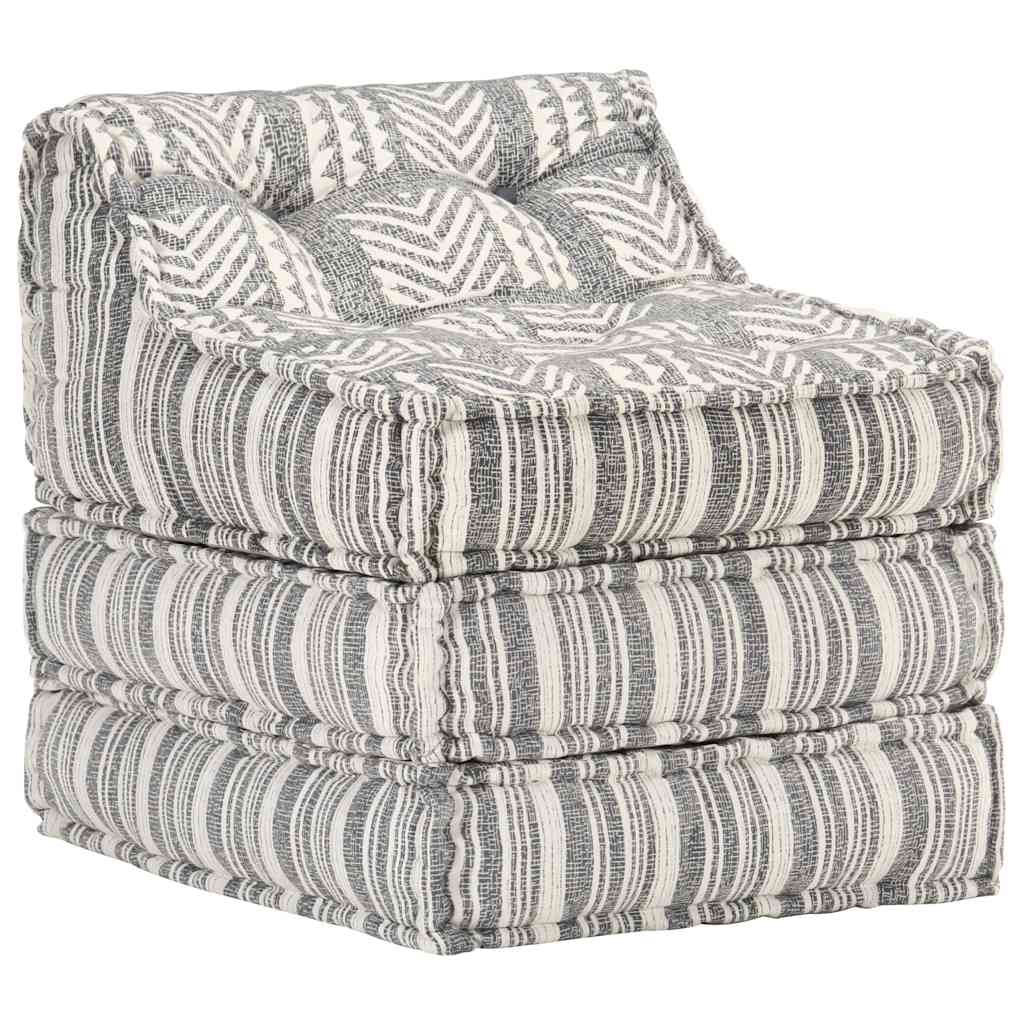 Pouf Modulare in Tessuto Grigio a Strisce