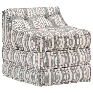 Pouf Modulare in Tessuto Grigio a Strisce