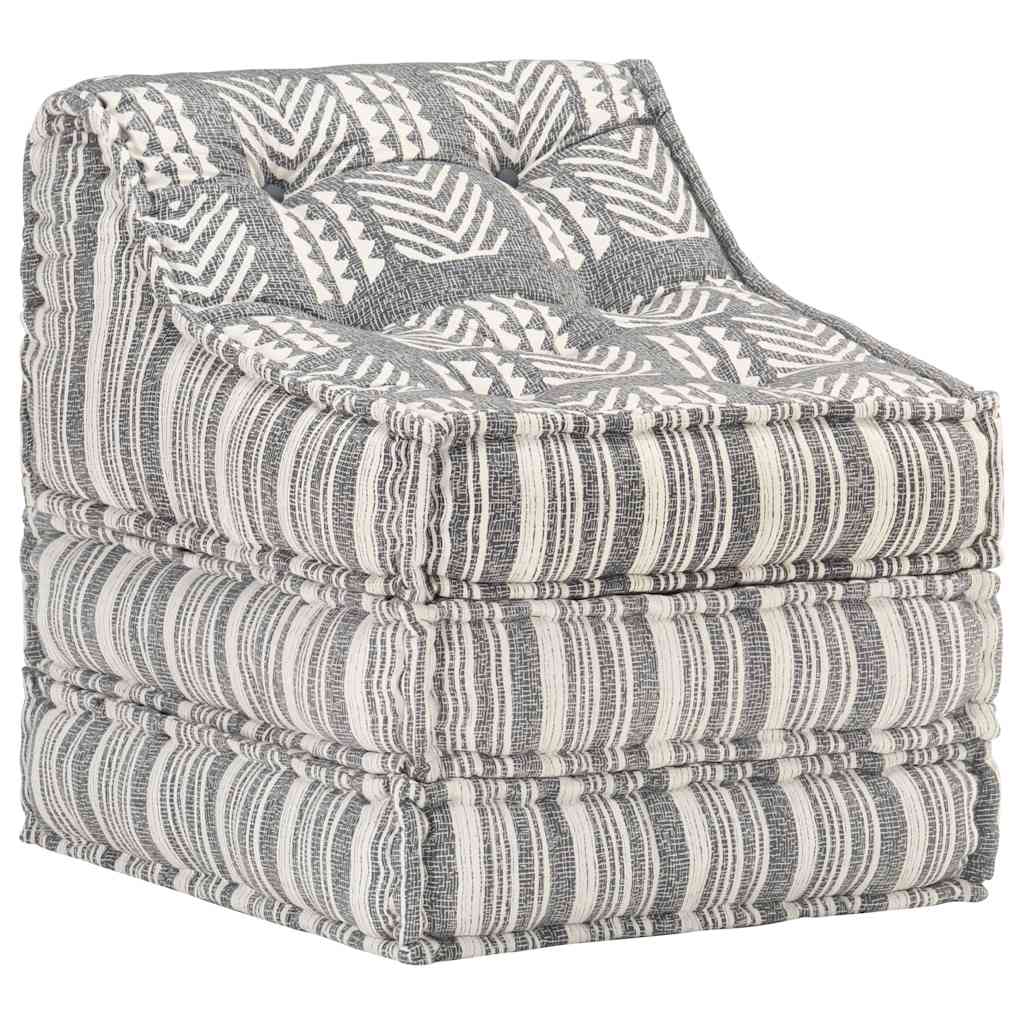 Pouf Modulare in Tessuto Grigio a Strisce