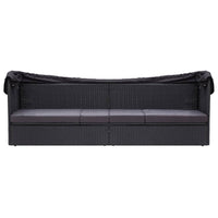 Divano Letto da Esterno con Baldacchino-Sofa Letto-Daybed in Polyrattan Nero