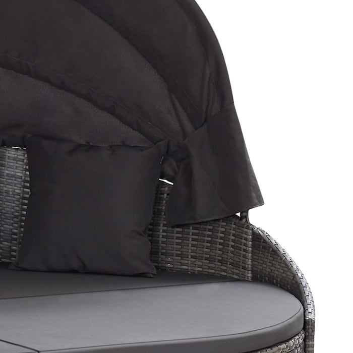 Lettino Prendisole con Baldacchino in Polyrattan Grigio  cod mxl 73228