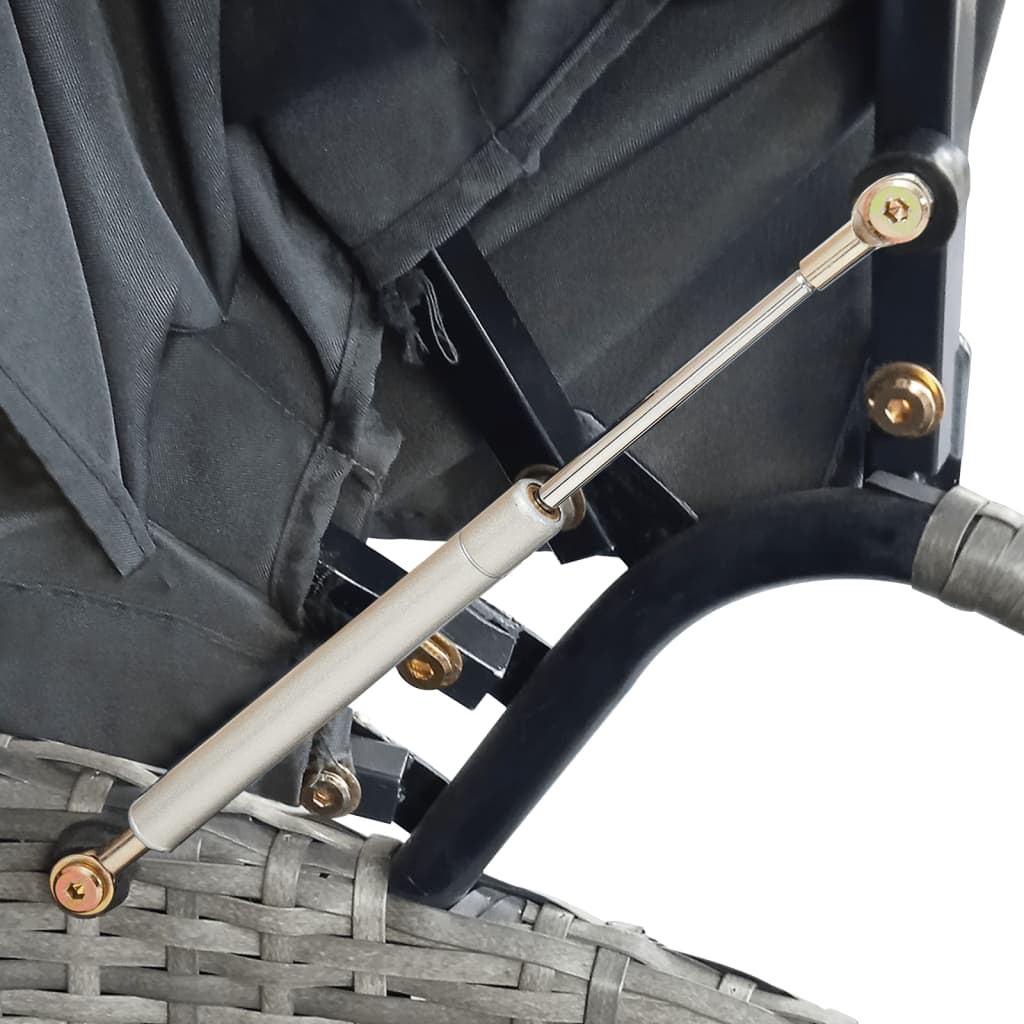 Lettino Prendisole con Baldacchino in Polyrattan Grigio  cod mxl 73228