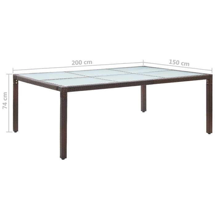 Tavolo da Pranzo da Giardino Marrone 200x150x74cm in Polyrattan 46128