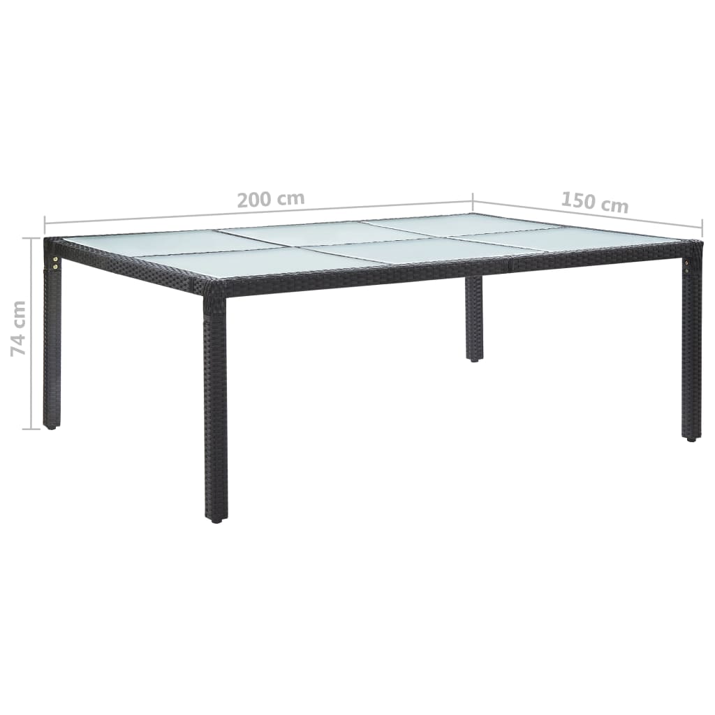 Tavolo da Pranzo da Giardino Nero 200x150x74 cm in Polyrattan 46129