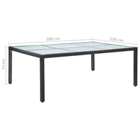 Tavolo da Pranzo da Giardino Nero 200x150x74 cm in Polyrattan 46129