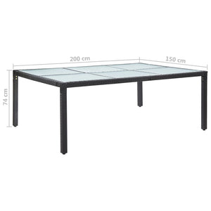 Tavolo da Pranzo da Giardino Nero 200x150x74 cm in Polyrattan 46129