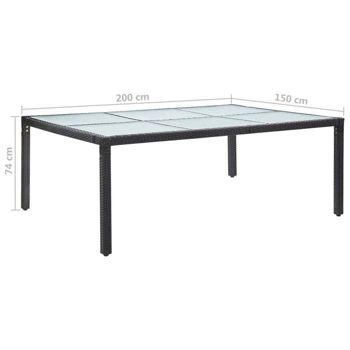 Tavolo da Pranzo da Giardino Nero 200x150x74 cm in Polyrattan 46129