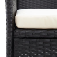 Panca da Giardino a 2 Posti con Tavolino 143 cm Polyrattan Nero 46146