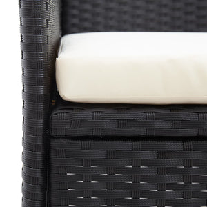 Panca da Giardino a 2 Posti con Tavolino 143 cm Polyrattan Nero 46146