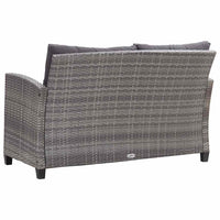 Divano da Giardino 2 Posti con Cuscini Grigio 124 cm Polyrattan 46154