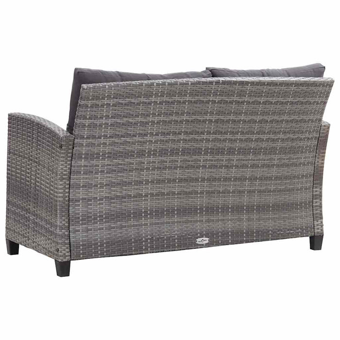 Divano da Giardino 2 Posti con Cuscini Grigio 124 cm Polyrattan 46154