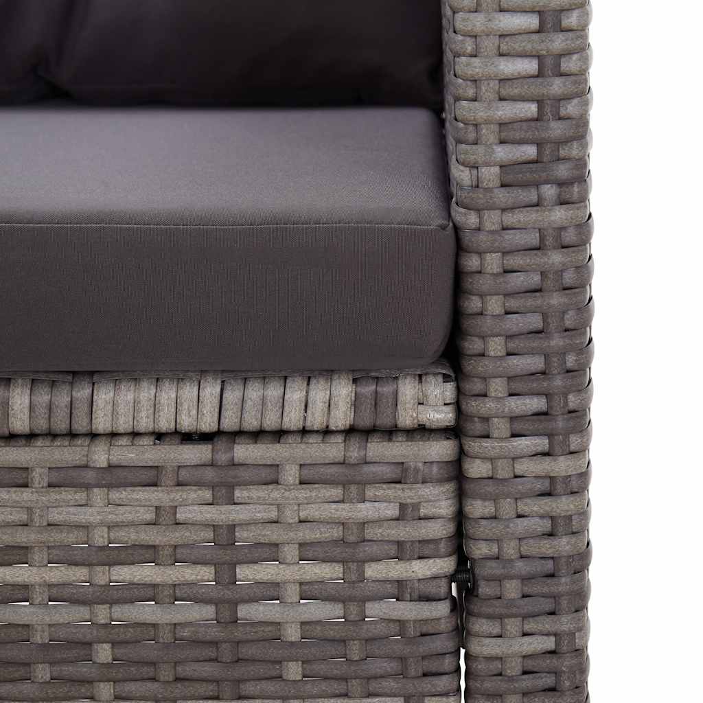 Divano da Giardino 2 Posti con Cuscini Grigio 124 cm Polyrattan 46154