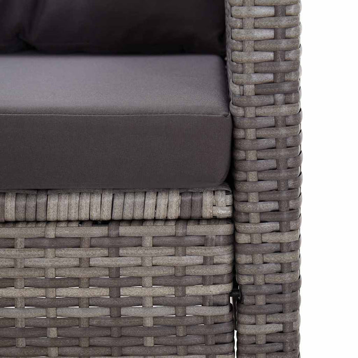 Divano da Giardino 2 Posti con Cuscini Grigio 124 cm Polyrattan 46154