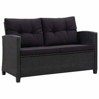 Divano da Giardino 2 Posti con Cuscini Nero 124 cm Polyrattan 46155