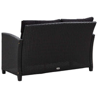 Divano da Giardino 2 Posti con Cuscini Nero 124 cm Polyrattan 46155