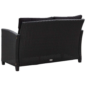 Divano da Giardino 2 Posti con Cuscini Nero 124 cm Polyrattan 46155