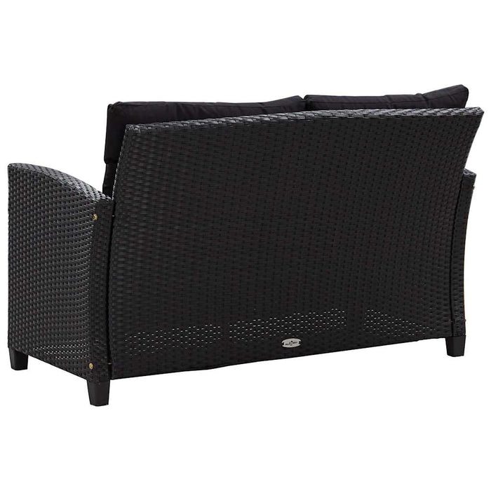 Divano da Giardino 2 Posti con Cuscini Nero 124 cm Polyrattan 46155
